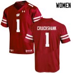 Women's Wisconsin Badgers NCAA #1 Aron Cruickshank Red Authentic Under Armour Stitched College Football Jersey DC31W87KL
